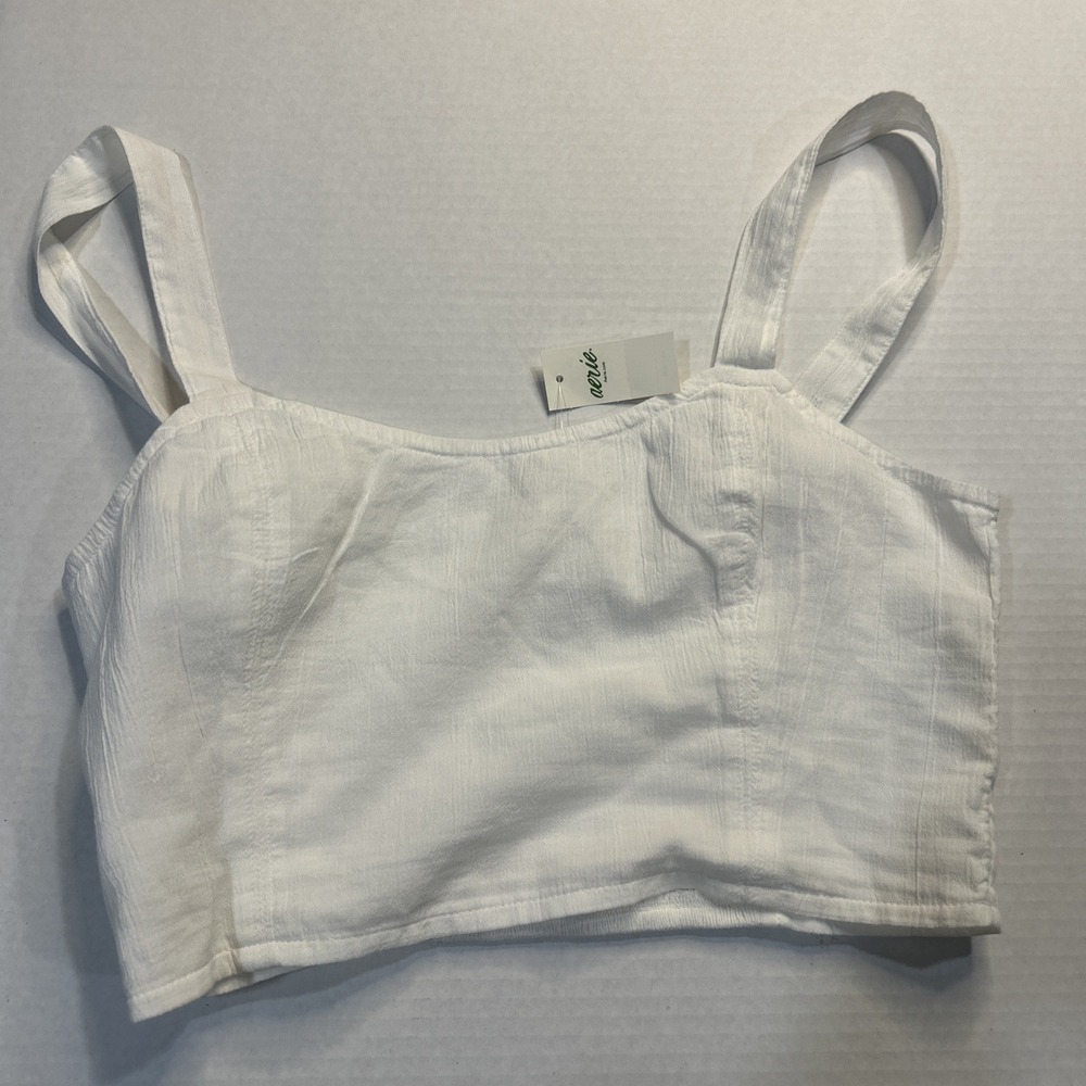 Aerie Crop Tank Top Adjustable Straps Smocked Back Size‎ Medium